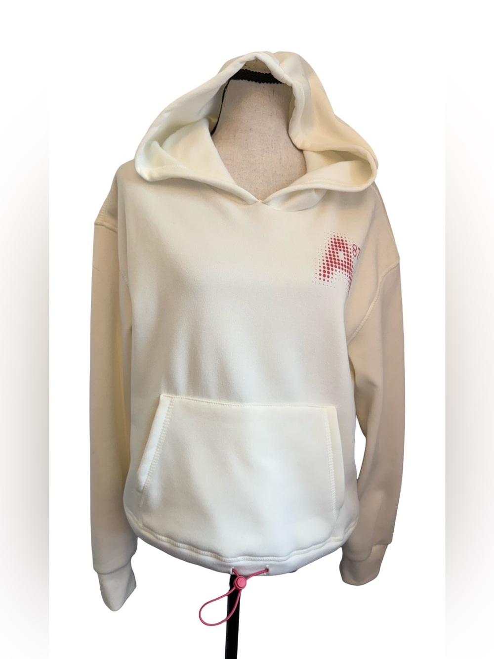 NWT Aéropostale Sport Fleece Hoodie XL Ivory Pink Graphic Pullover Sweatshirt